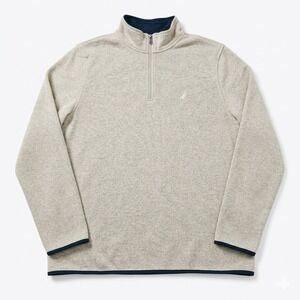Nautica Mens XL Quarter Zip Pullover Sweater‎ Heather Gray Fleece Lined Soft